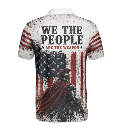 We The People Spartan Patriotic Moisture Wicking Golf Short Sleeve Polo Shirt