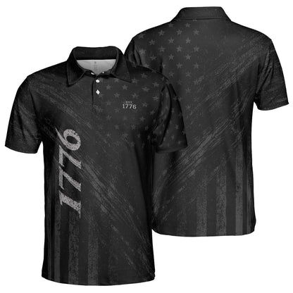 1776 Patriotic Polo Shirt for Men Vintage American Flag 4th of July Moisture Wicking Short Sleeve Golf Top
