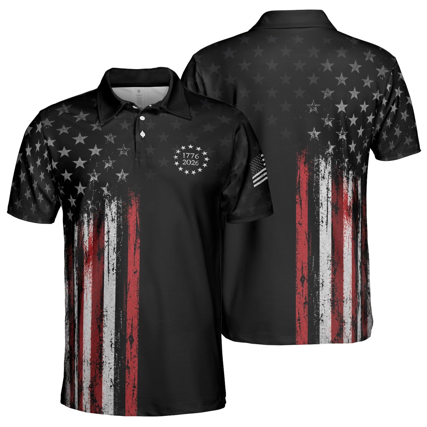 4th of July Polo Shirts for Men 250th Anniversary Patriotic American Flag Moisture Wicking Short Sleeve Golf Top