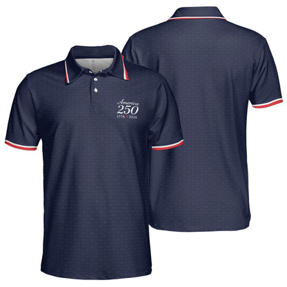 America 250 Polo Shirt for Men 1776 2026 Semiquincentennial Patriotic 4th of July Golf Shirt Moisture Wicking Short Sleeve Top