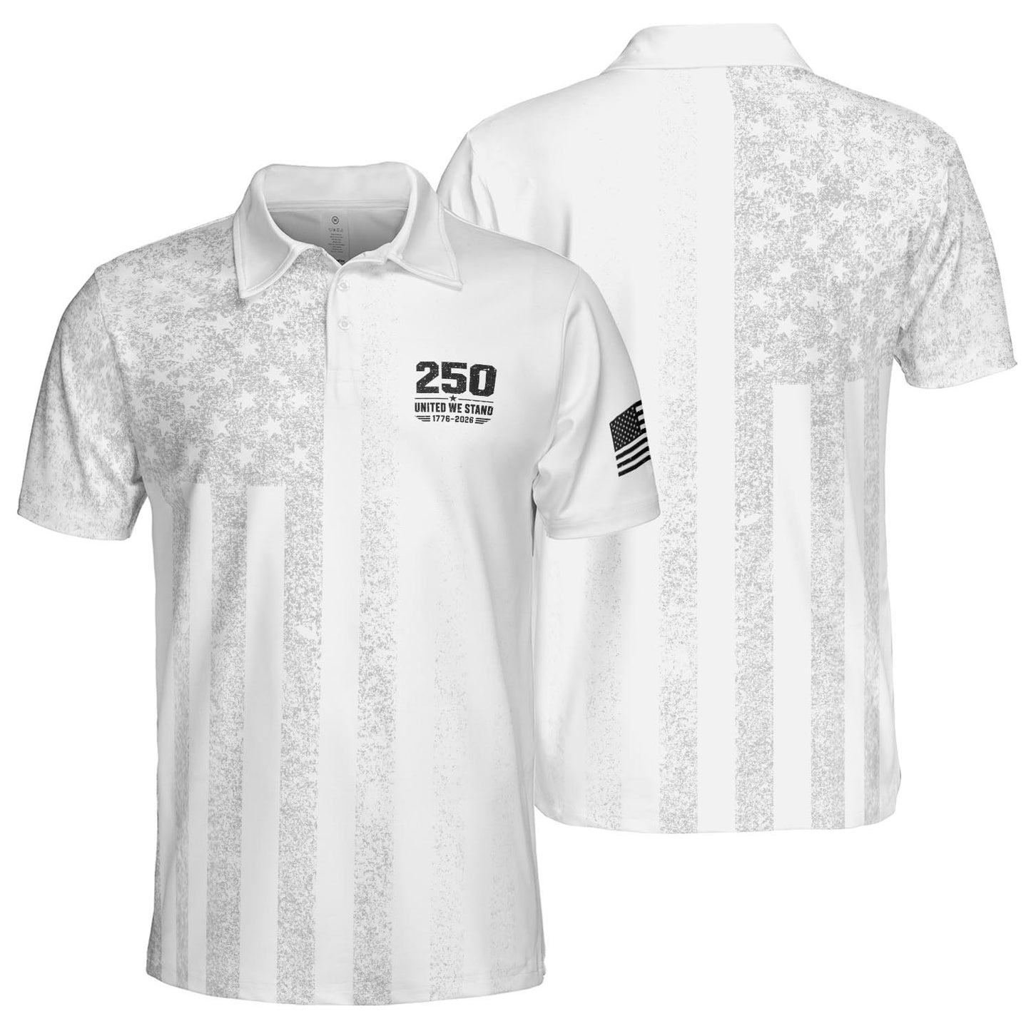 250th Anniversary White Polo Shirt for Men America 250 United We Stand 1776 2026 Moisture Wicking Short Sleeve Golf Top