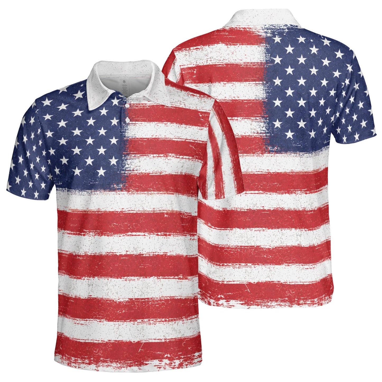 Patriotic American Flag Polo Shirt for Men Vintage USA Flag 4th of July Independence Day Golf Shirt Moisture Wicking Short Sleeve Golf Top