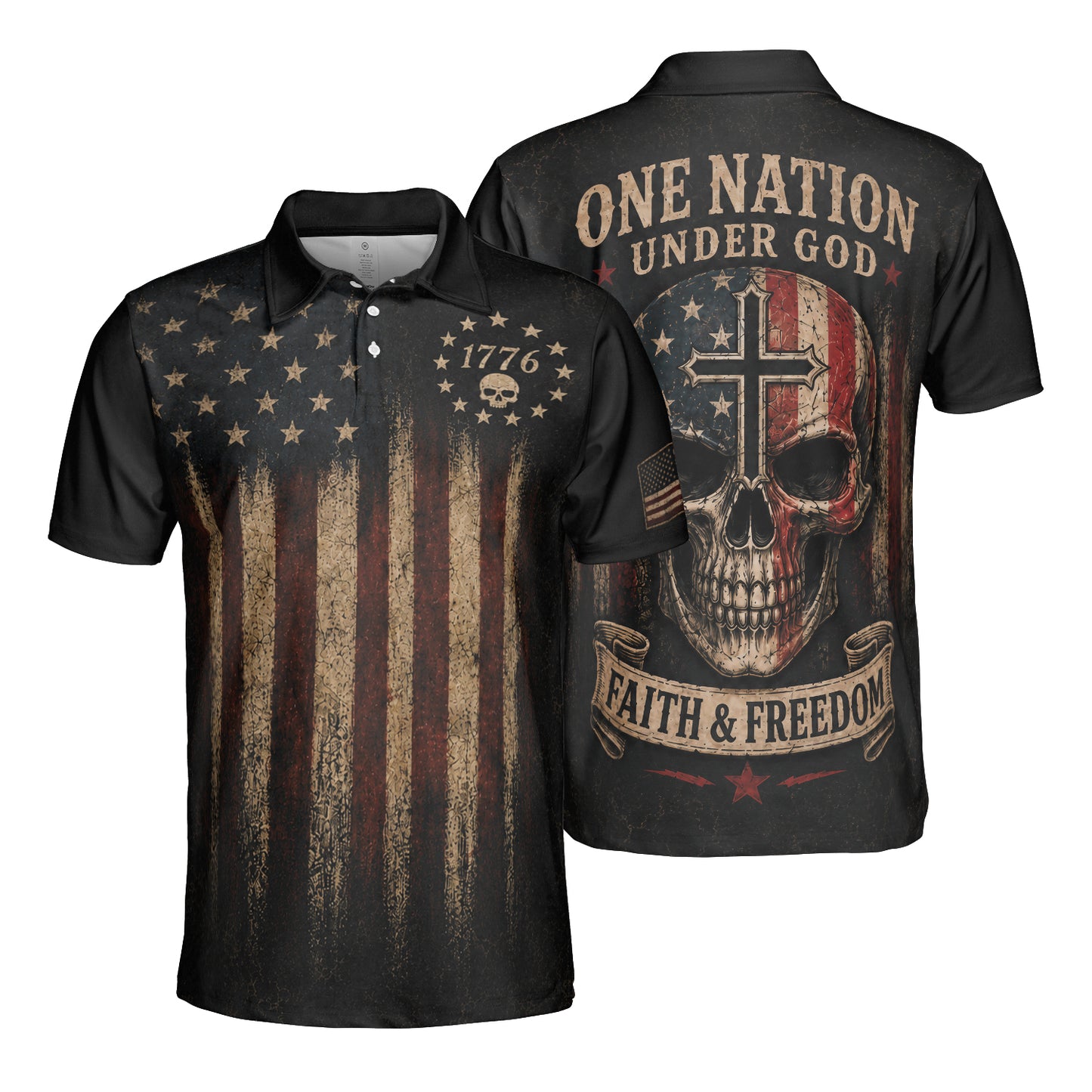 One Nation Under God Moisture Wicking Golf Short Sleeve Polo Shirt