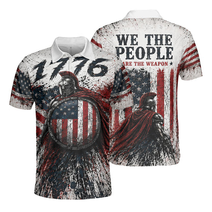 We The People Spartan Patriotic Moisture Wicking Golf Short Sleeve Polo Shirt