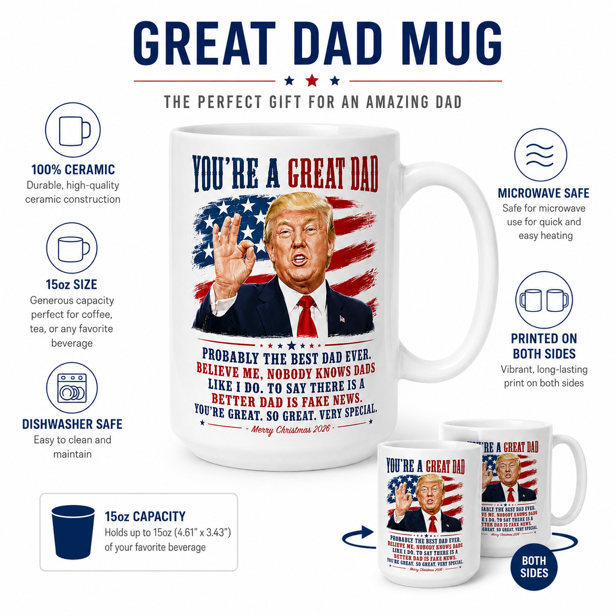 You're A Great Dad Funny Trump Christmas 2026 Gift Coffee Mug