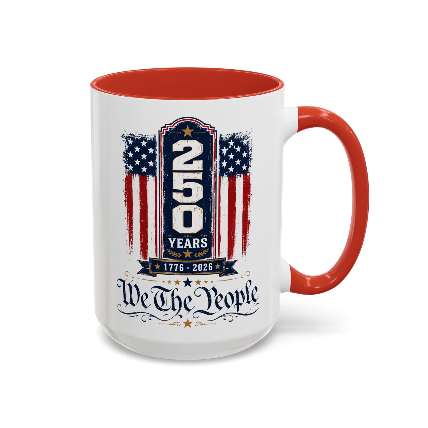 250 Anniversary USA Commemorative Patriotic We The People 1776 - 2026 Accent 15oz Coffee Mug