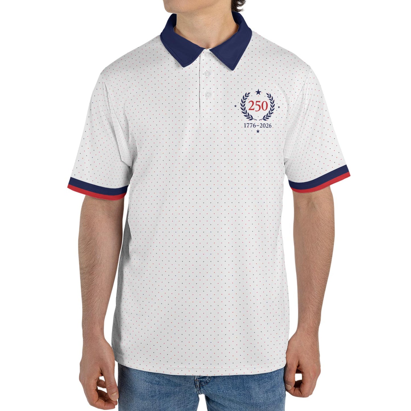 250th Anniversary Polo Shirt for Men America 250 4th of July Patriotic Stars 1776 2026 Moisture Wicking Short Sleeve Golf Shirt