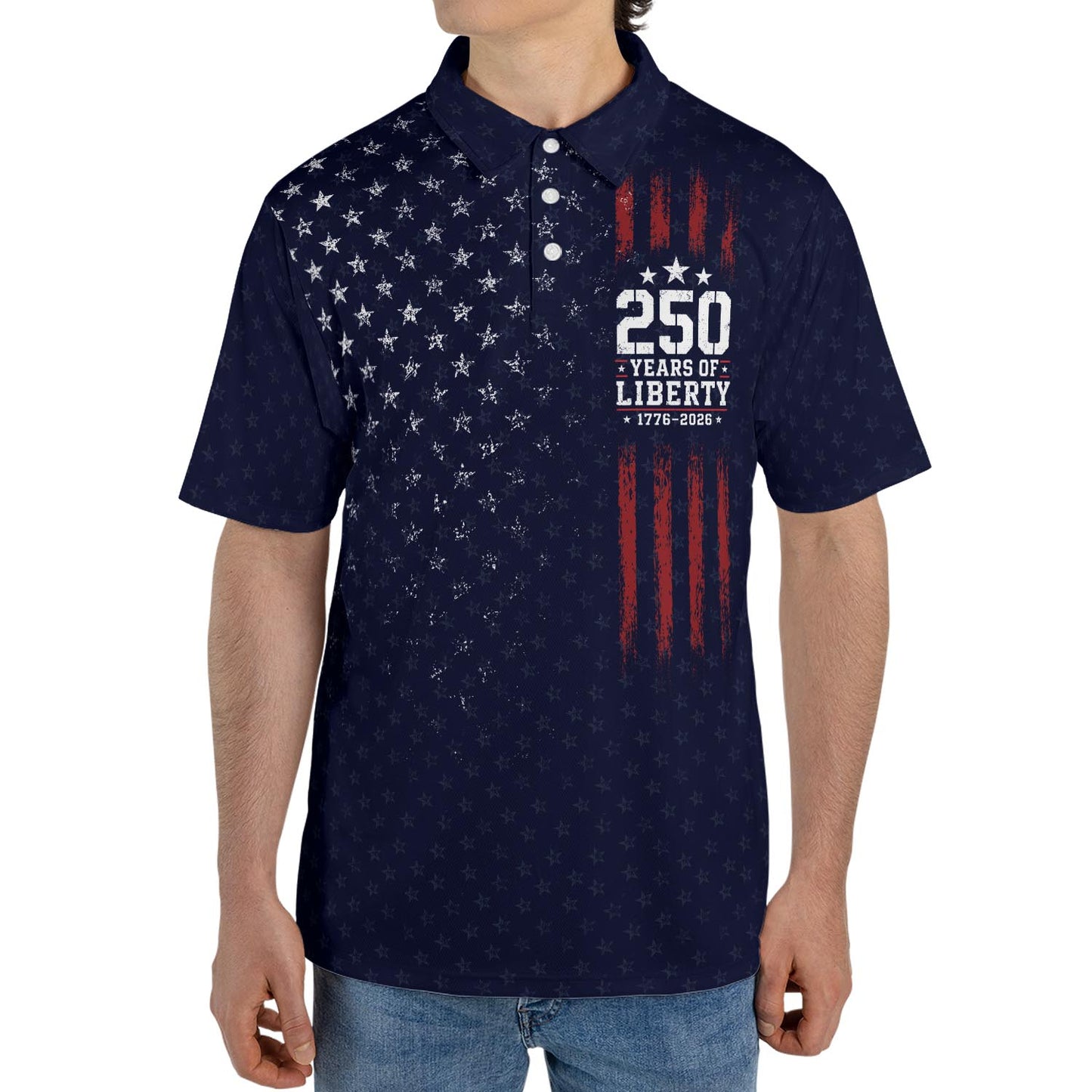 250 Years of Liberty Polo Shirt for Men Patriotic 1776 2026 4th of July Moisture Wicking Short Sleeve Golf Shirt
