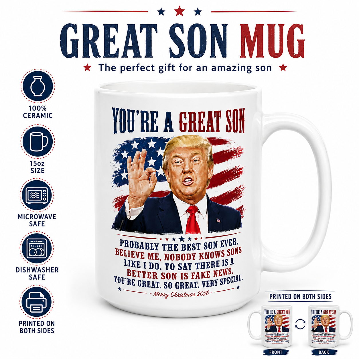 You're A Great Son Funny Trump Christmas 2026 Gift Coffee Mug