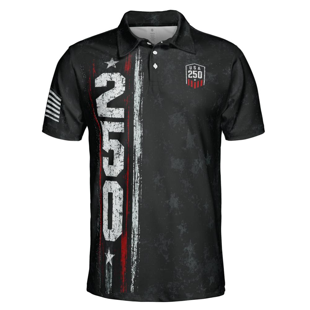 4th of July Polo Shirts for Men 250th Anniversary 1776 2026 American Flag Moisture Wicking Short Sleeve Golf Top