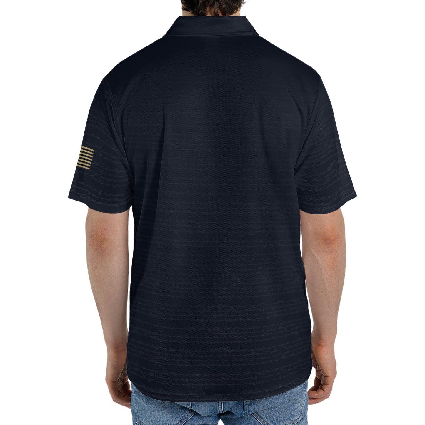 We The People Constitution Navy Blue Polo Shirt For Men Est 1776 Patriotic Moisture Wicking Short Sleeve Golf Top