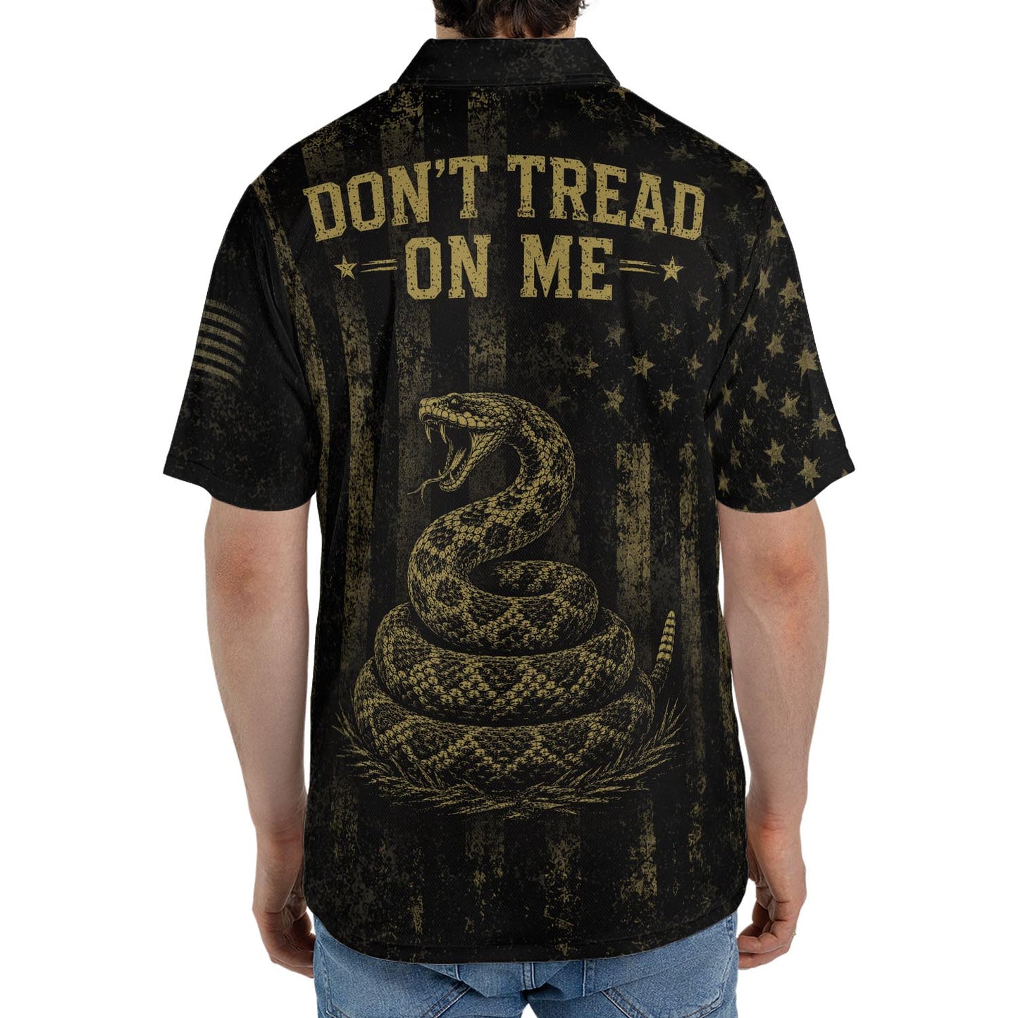 Don’t Tread On Me Gadsden Flag Polo Shirt for Men Liberty Or Death Patriotic Moisture Wicking Short Sleeve Golf Top