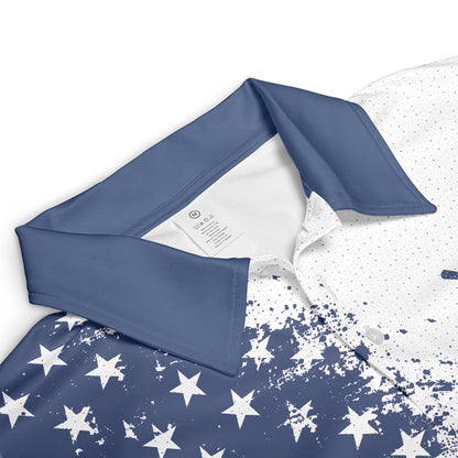 Best Dad By Par Golf Polo Shirt For Men American Flag Patriotic Moisture Wicking Short Sleeve Top