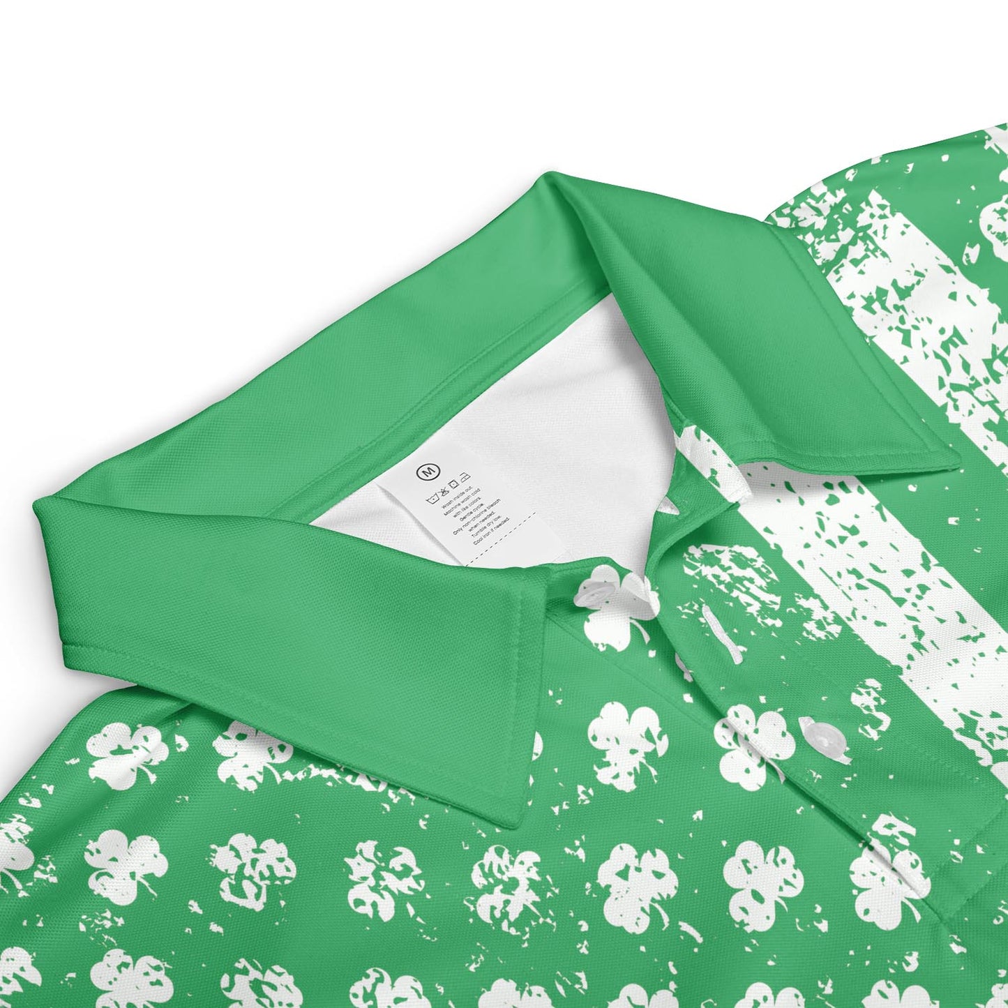 St Patricks Day Shamrock Flag Green Polo Moisture Wicking Short Sleeve Golf Shirt for Men