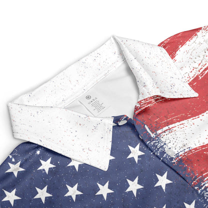 Patriotic American Flag Polo Shirt for Men Vintage USA Flag 4th of July Independence Day Golf Shirt Moisture Wicking Short Sleeve Golf Top
