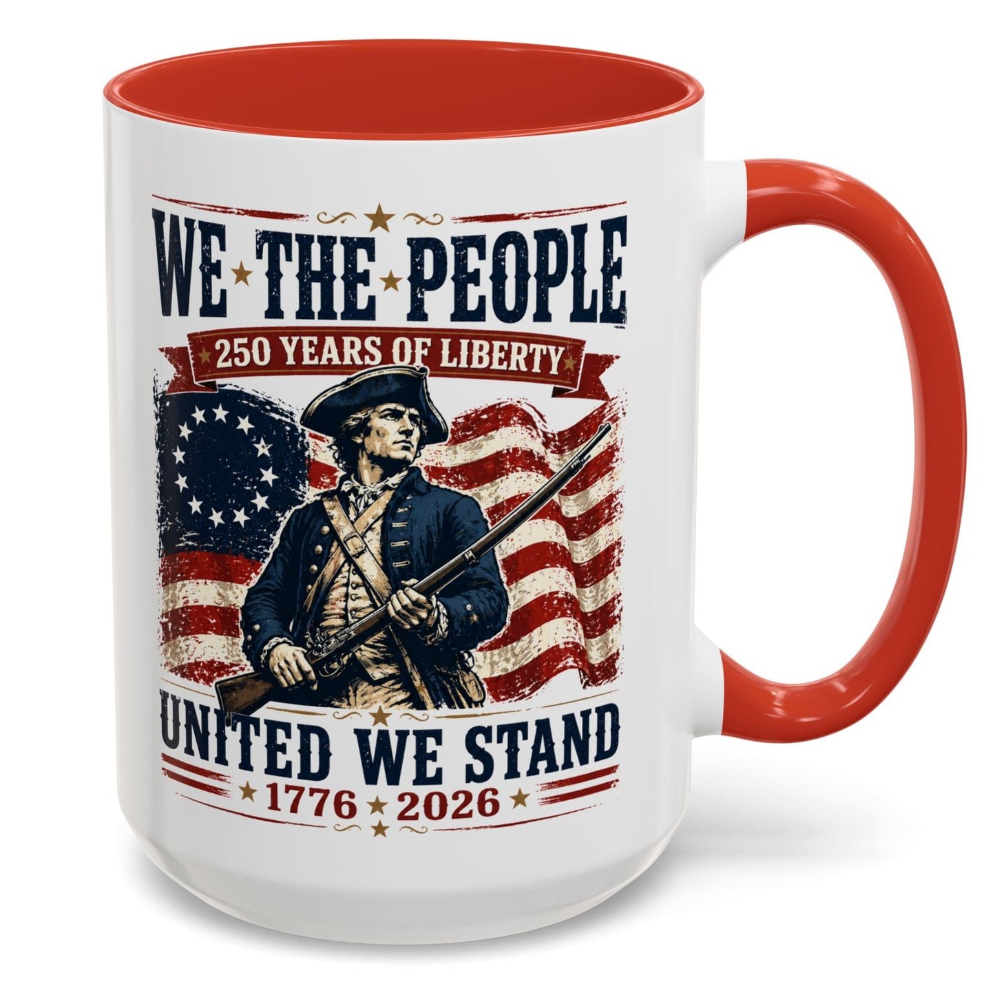 250 Anniversary USA Commemorative Patriotic We The People Accent 15oz Coffee Mug