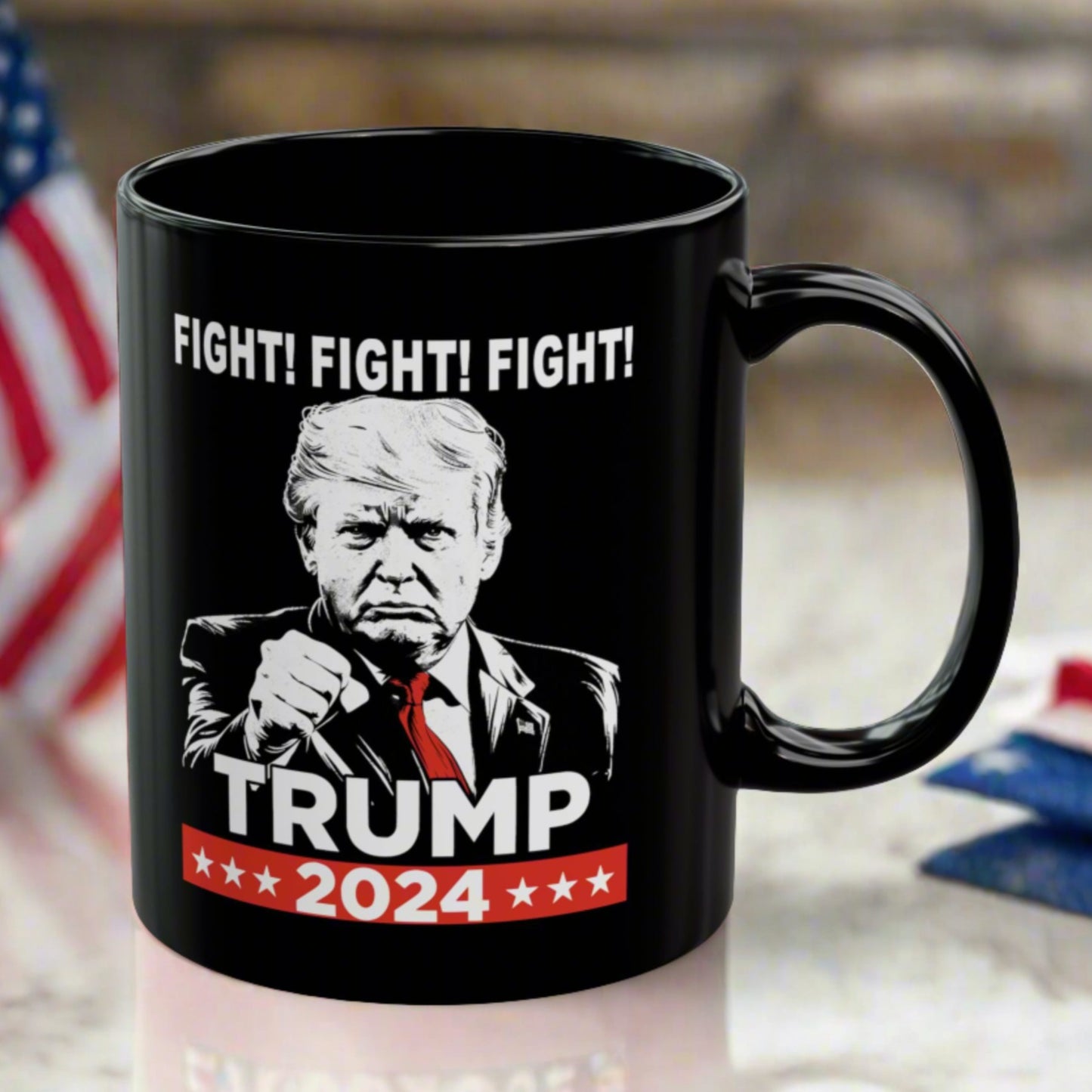 Trump 2024 Fight Fight Fight 11oz Black Gift Coffee Mug