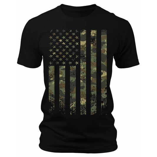 Men's American Flag Camouflage T-Shirts Patriotic USA Camo Short Sleeve Crewneck Graphic Tees
