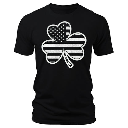 Irish Shamrock American Flag Patriotic Graphic Tee