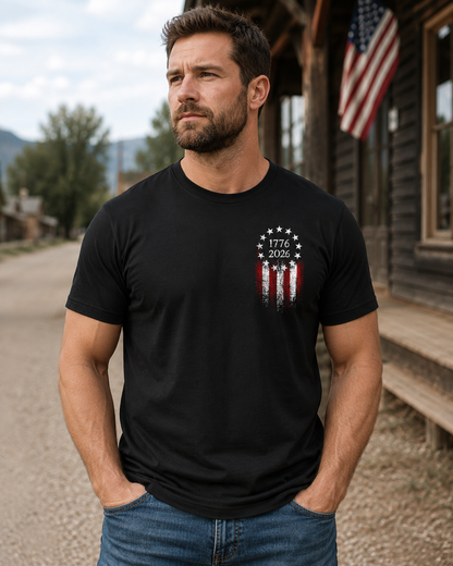 1776 2026 Patriotic Flag T Shirt for Men 250th Anniversary Graphic Tee