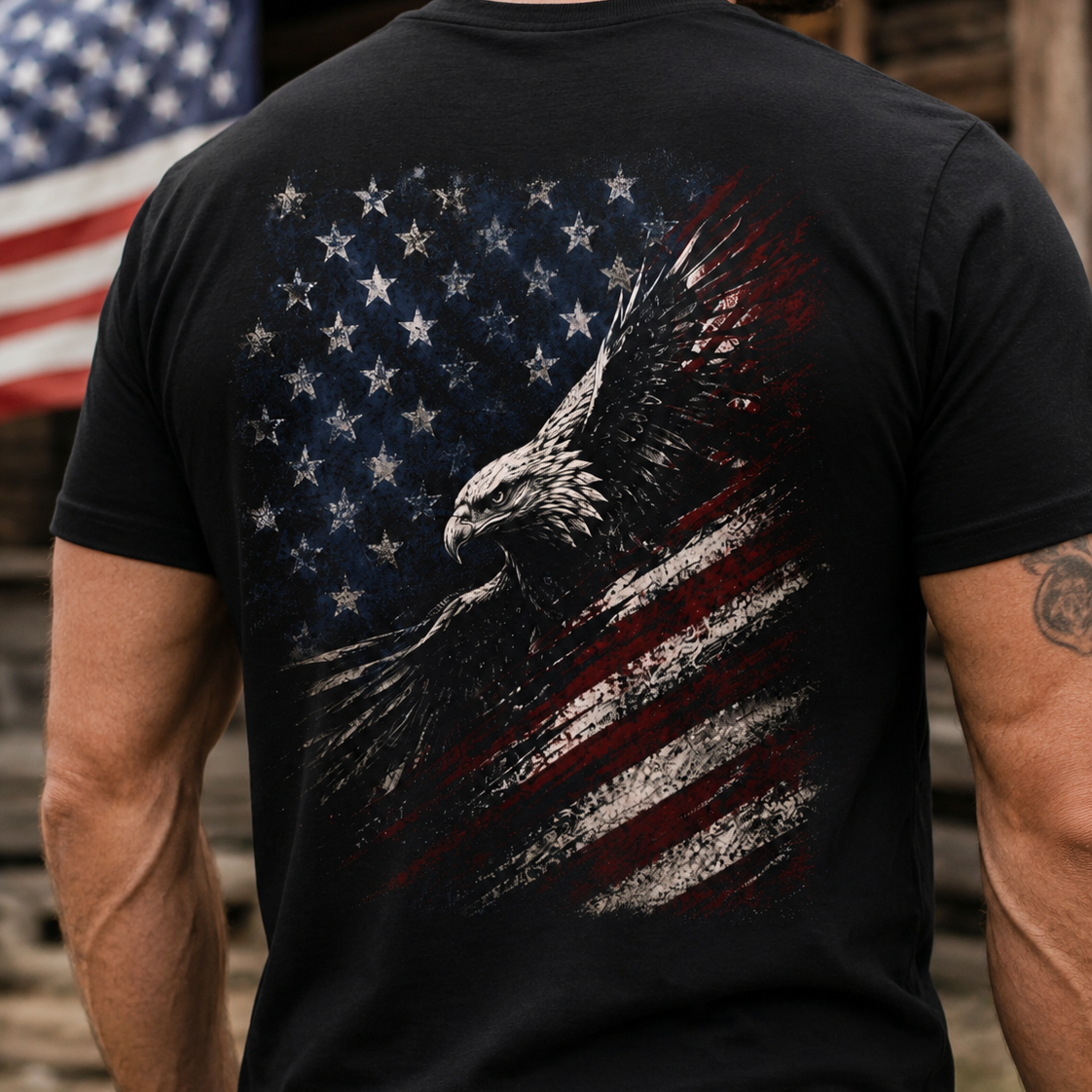 Land of the Free 1776 2026 Patriotic Eagle Flag T Shirt for Men