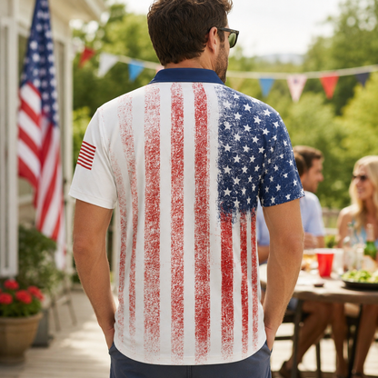 250 Years Of Liberty American Flag Polo Shirt For Men 1776 2026 Patriotic Moisture Wicking Short Sleeve Golf Top