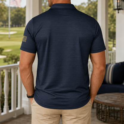 We The People Constitution Navy Blue Polo Shirt For Men Est 1776 Patriotic Moisture Wicking Short Sleeve Golf Top