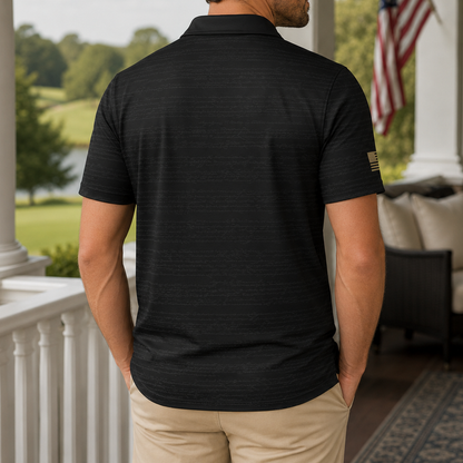 We The People Constitution Black Polo Shirt For Men Est 1776 Patriotic Moisture Wicking Short Sleeve Golf Top