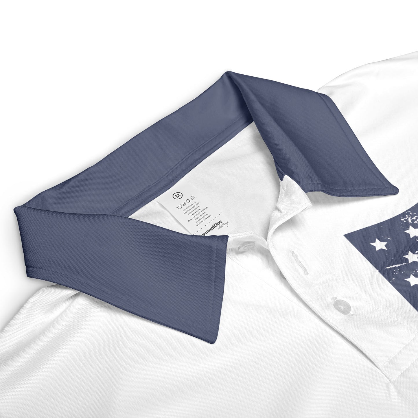 Patriotic Navy American Flag Men's Polo Moisture Wicking Short Sleeve Golf Shirt