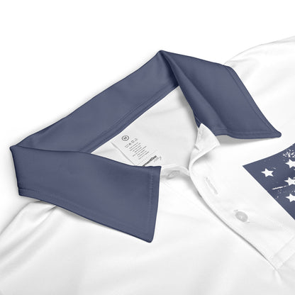 Patriotic Navy American Flag Men's Polo Moisture Wicking Short Sleeve Golf Shirt