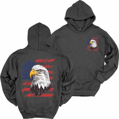American Eagle American Flag Hoodie Patriotic Heavy Blend Hooded Sweatshirt