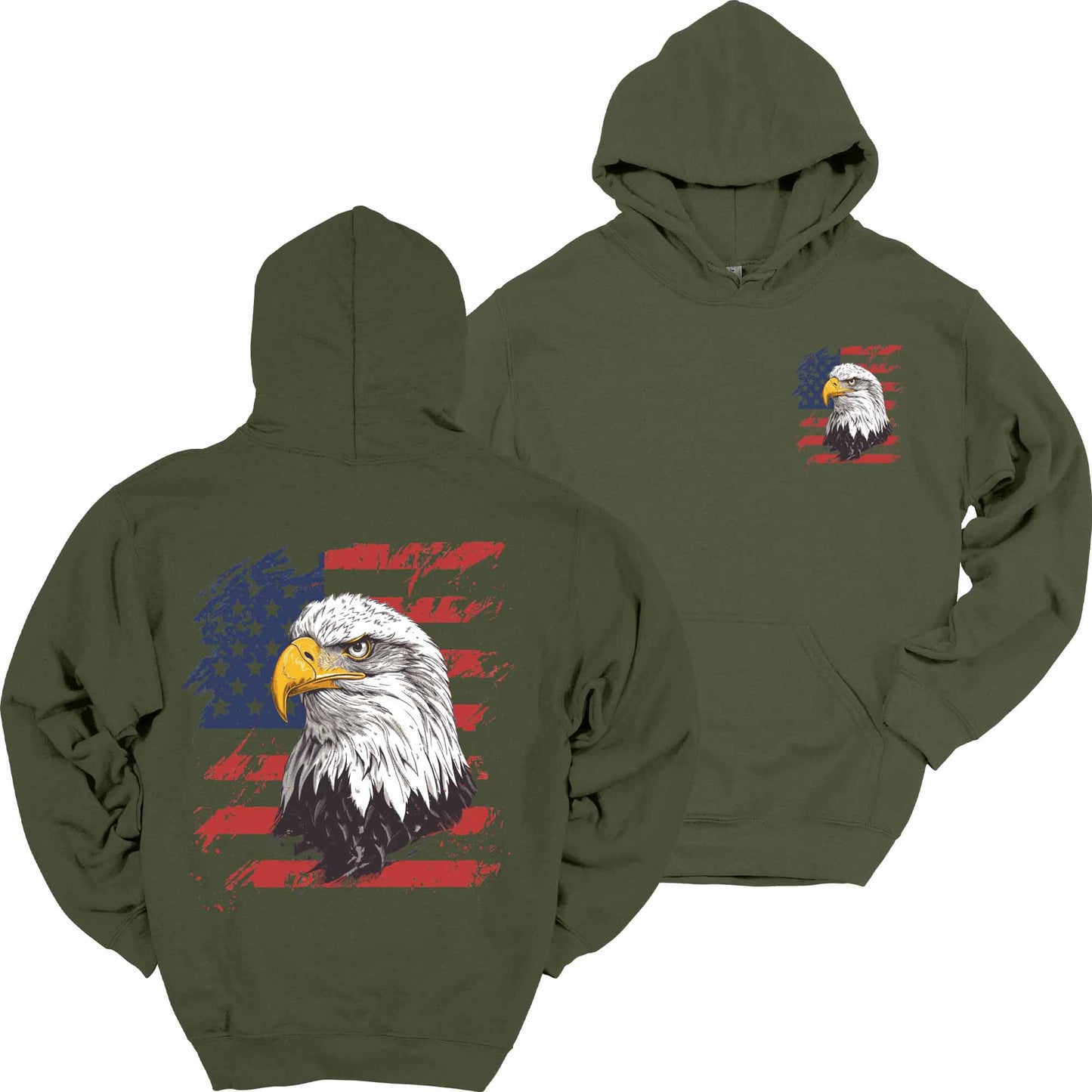 American Eagle American Flag Hoodie Patriotic Heavy Blend Hooded Sweatshirt