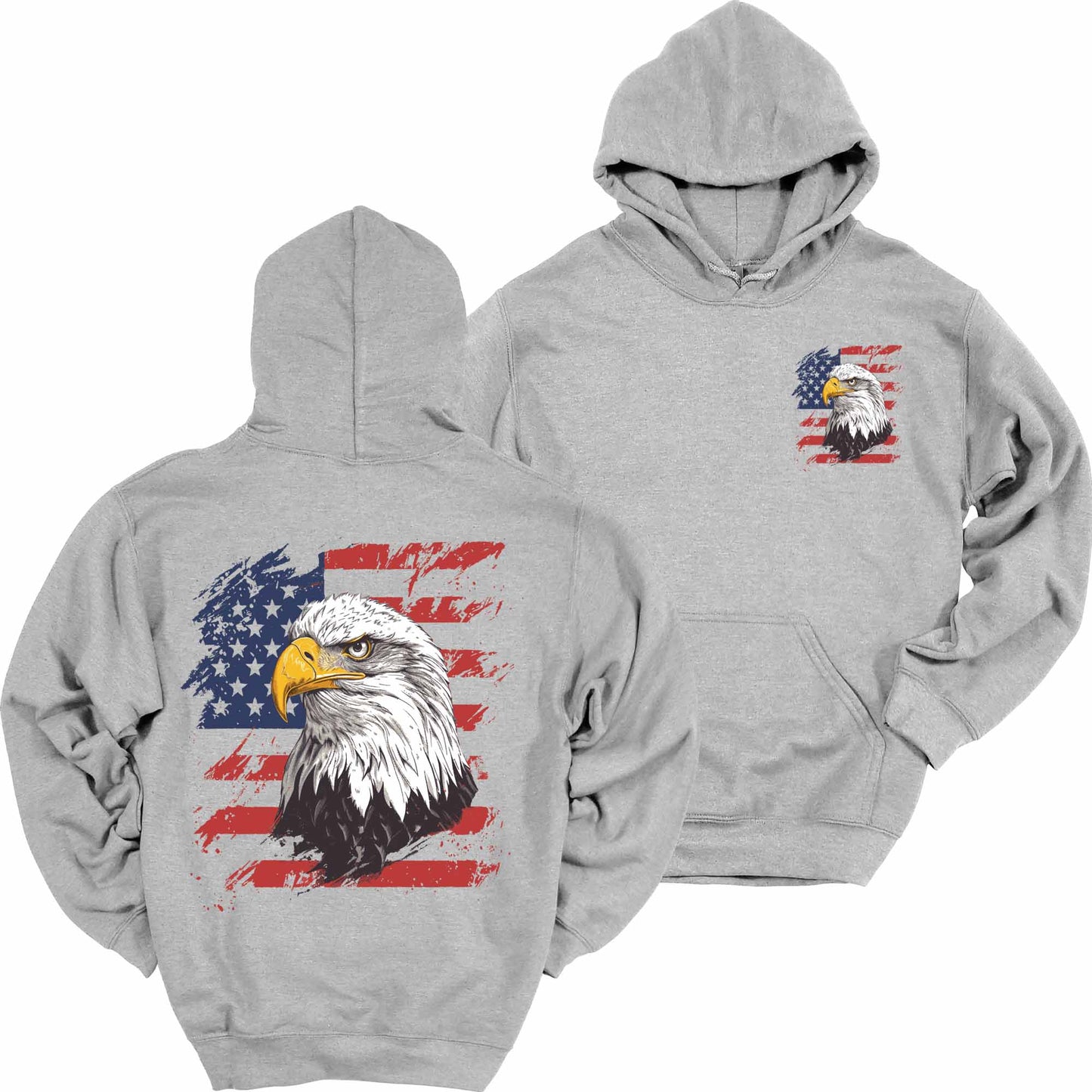 American Eagle American Flag Hoodie Patriotic Heavy Blend Hooded Sweatshirt