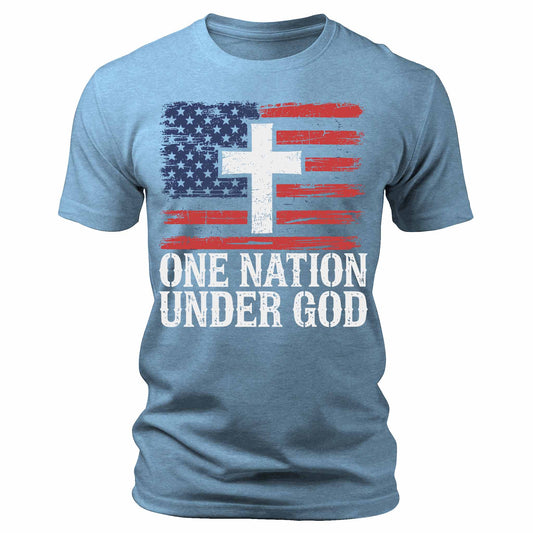 Men's One Nation Under God American Shirt USA Flag T-Shirt Patriotic Graphic Tee