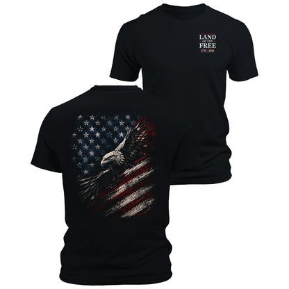 Land of the Free 1776 2026 Patriotic Eagle Flag T Shirt for Men
