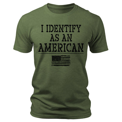 Men's I Identify As As American 4th Of July T-Shirts Patriotic Short Sleeve Crewneck Graphic Tees