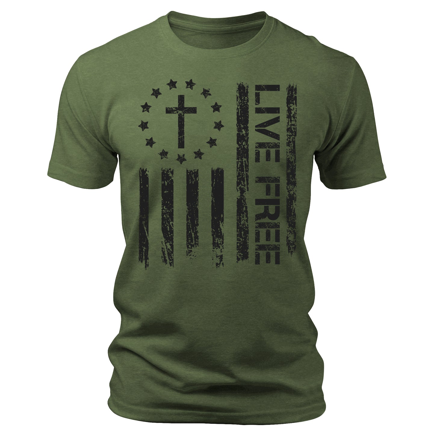 Live Free Christian Conservative Quote T-Shirt Patriotic Short Sleeve Crewneck Graphic Tees