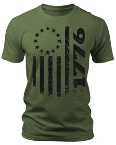 Men's 1776 Flag T-Shirts Patriotic Short Sleeve Crewneck Graphic Tees