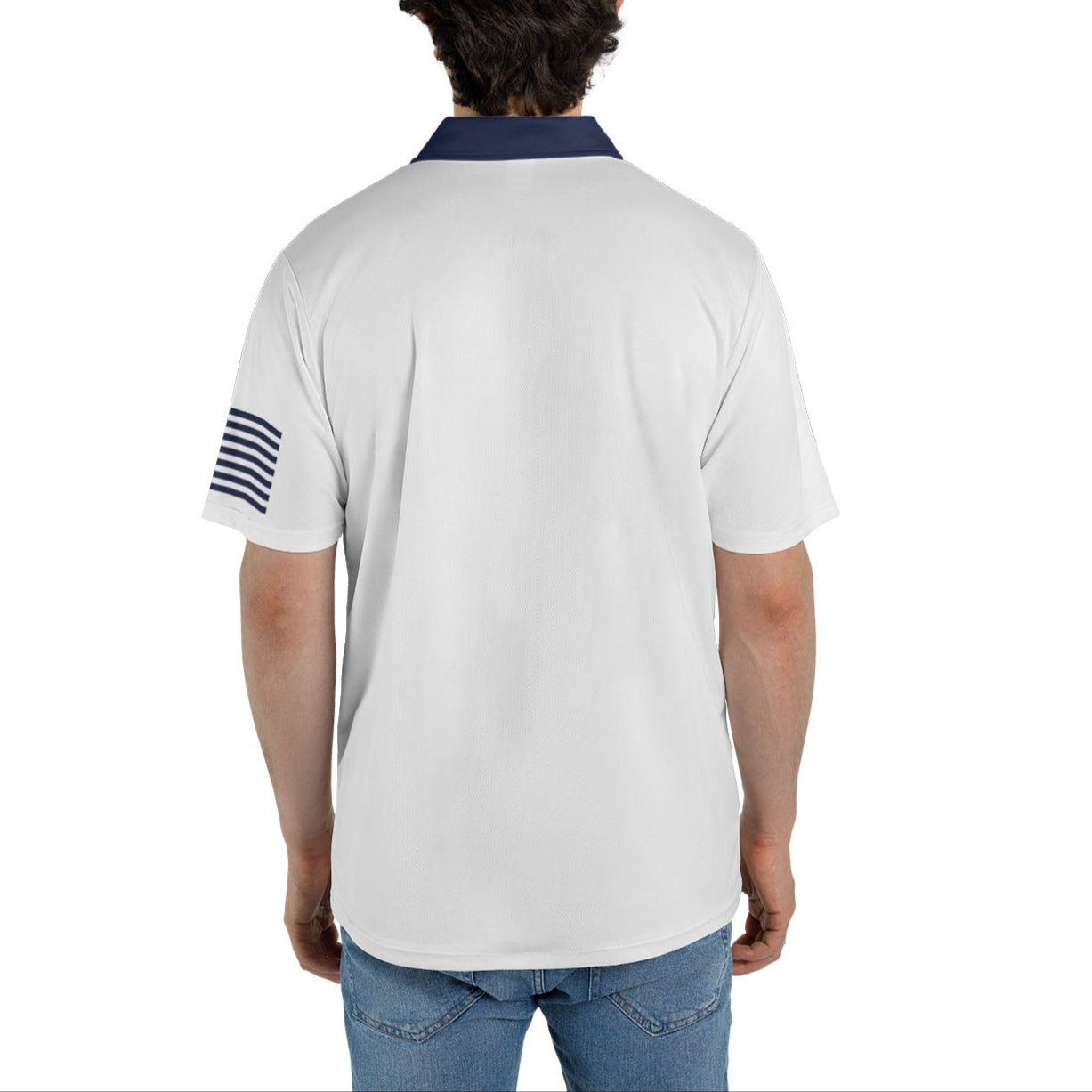 Patriotic Navy American Flag Men's Polo Moisture Wicking Short Sleeve Golf Shirt