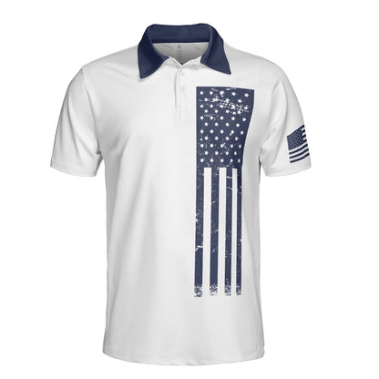 Patriotic Navy American Flag Men's Polo Moisture Wicking Short Sleeve Golf Shirt