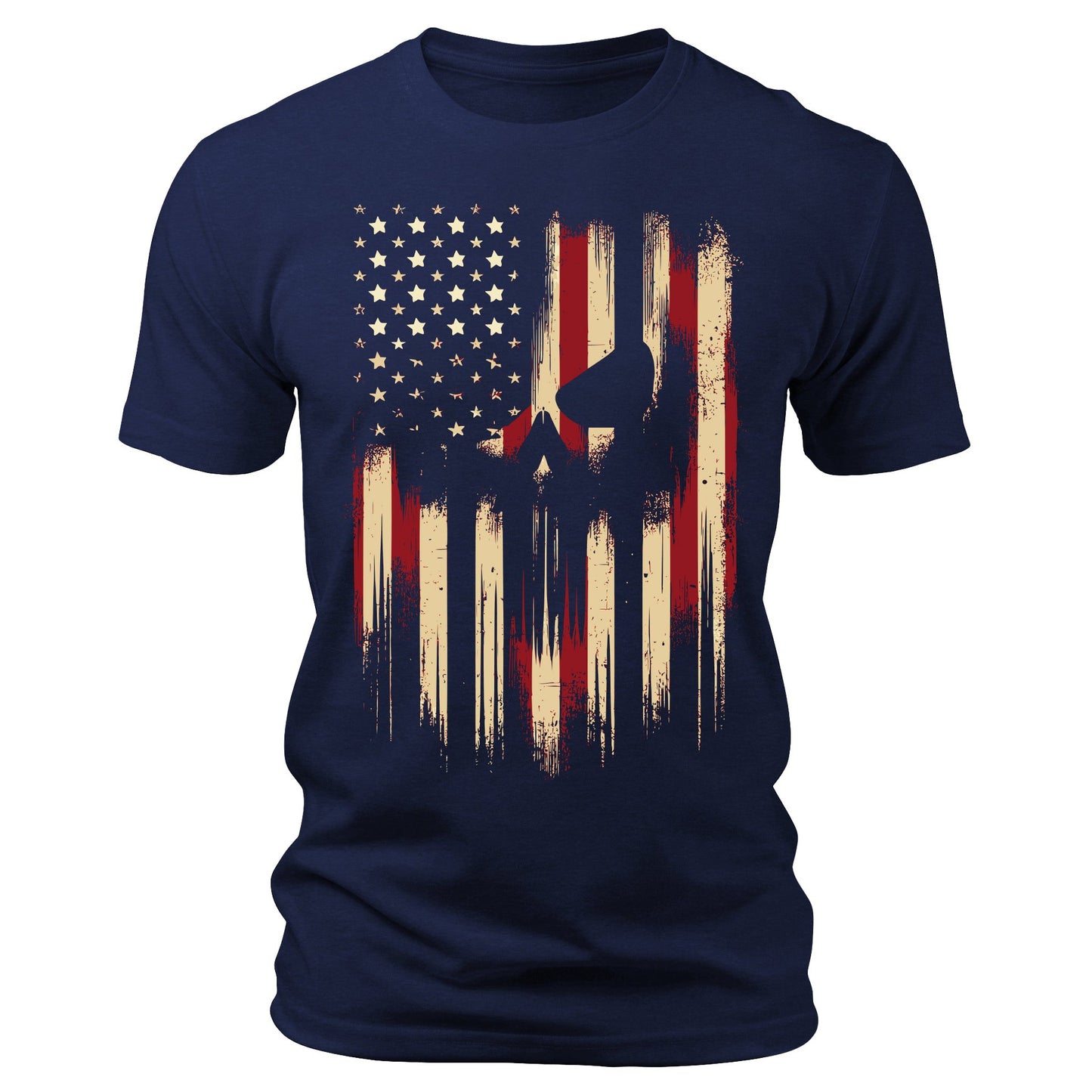 Men's American Flag Skull T-Shirts Patriotic Short Sleeve Crewneck Graphic Tees