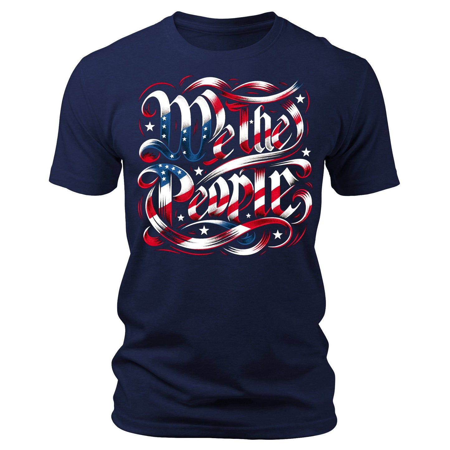 Men's We The People T-Shirts Patriotic Script Short Sleeve Crewneck Graphic Tees