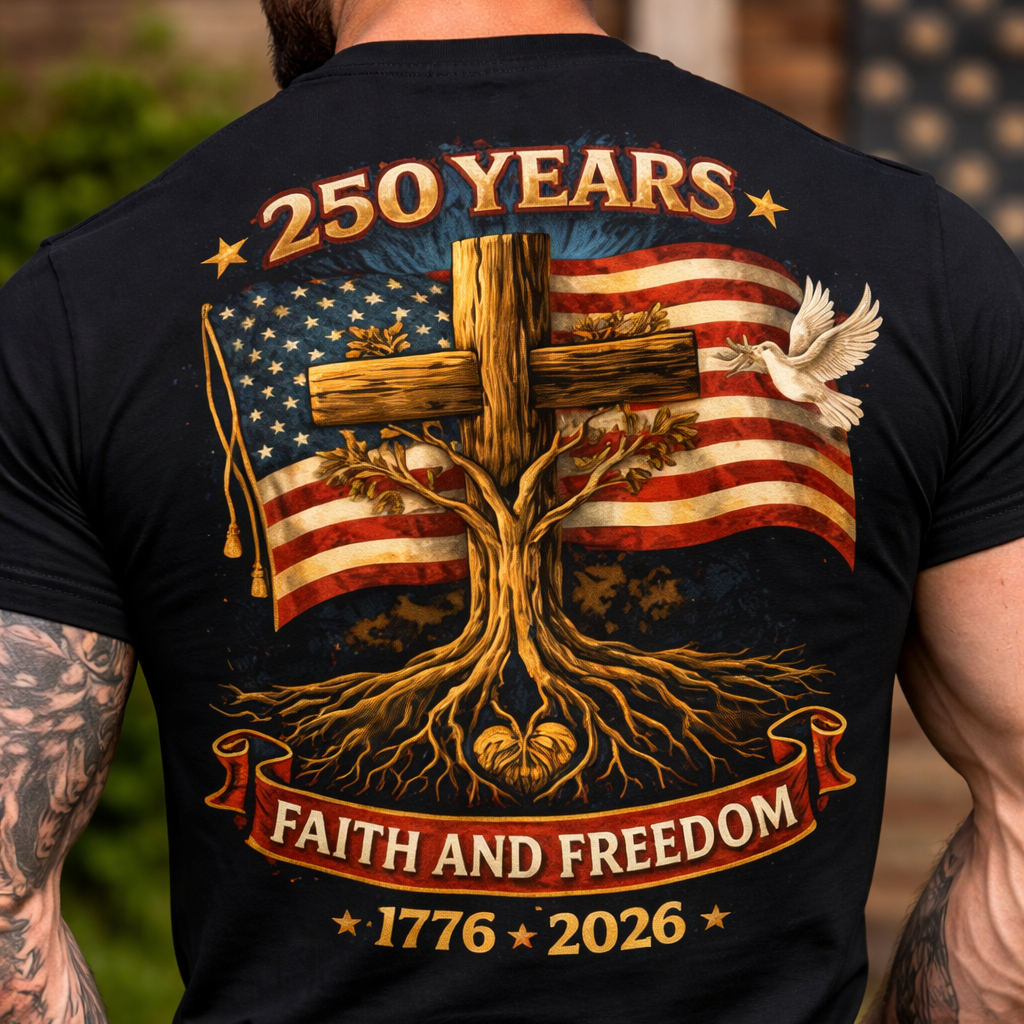Faith & Freedom 250 Years Patriotic T-Shirt