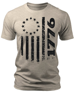 Men's 1776 Flag T-Shirts Patriotic Short Sleeve Crewneck Graphic Tees