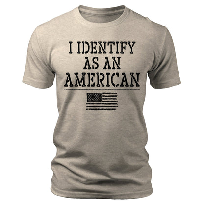 Men's I Identify As As American 4th Of July T-Shirts Patriotic Short Sleeve Crewneck Graphic Tees