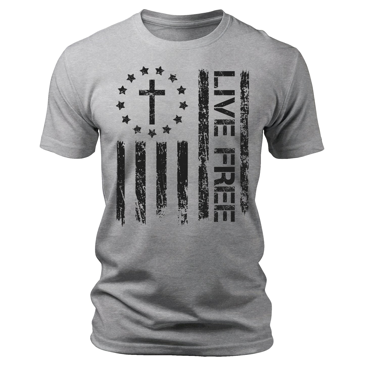 Live Free Christian Conservative Quote T-Shirt Patriotic Short Sleeve Crewneck Graphic Tees