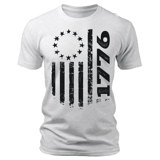 Men's 1776 Flag T-Shirts Patriotic Short Sleeve Crewneck Graphic Tees