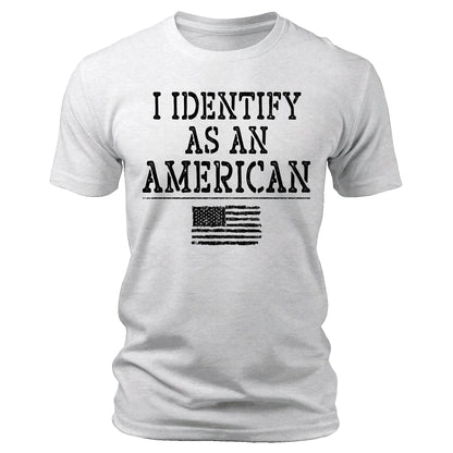 Men's I Identify As As American 4th Of July T-Shirts Patriotic Short Sleeve Crewneck Graphic Tees