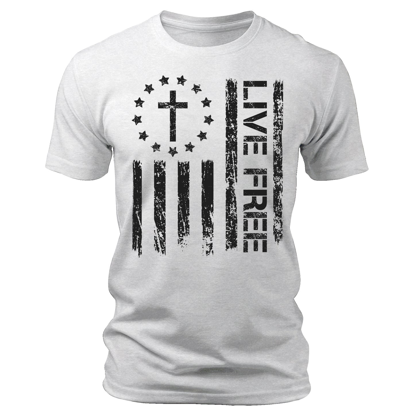 Live Free Christian Conservative Quote T-Shirt Patriotic Short Sleeve Crewneck Graphic Tees