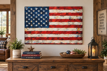 American Flag Canvas Wall Art gift